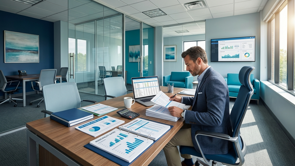 Gewerbesteuer: Unternehmerin prüft Steuerdokumente